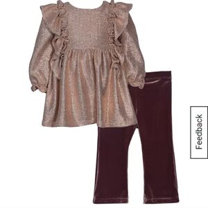 BONNIE BABY Gold And Brown Shimmer Top And Bottom Set 18 Months
